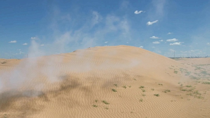 毛乌素沙漠里摄制组人工造烟效果-1