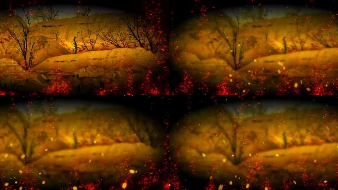 炭火火星灰烬树杈树枝窑洞黄土高坡烟火炭灰