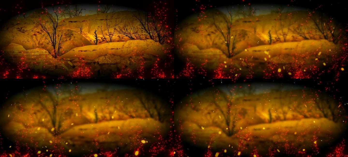 炭火火星灰烬树杈树枝窑洞黄土高坡烟火炭灰
