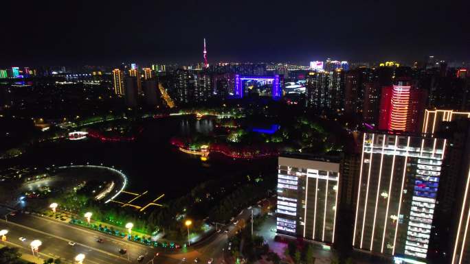 临沂五洲湖夜景航拍