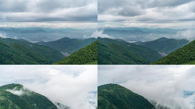 6k旅游景点杭州安顶山台风天云层涌动