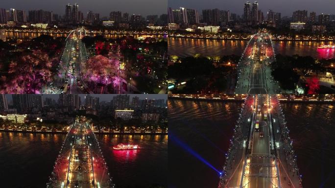 海珠广场灯光节夜景航拍
