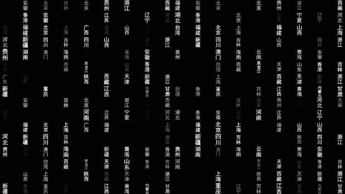 中国各省份名称粒子动画墙背景