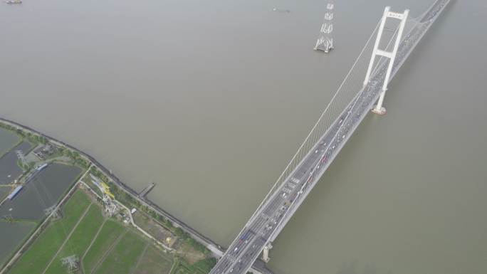 航拍5k广州南沙大桥全貌