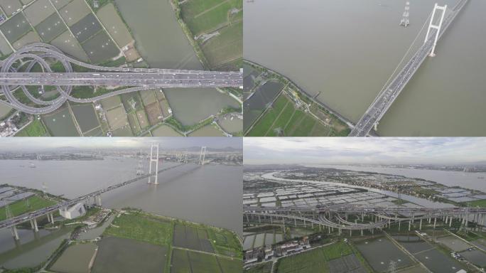 航拍5k广州南沙大桥全貌