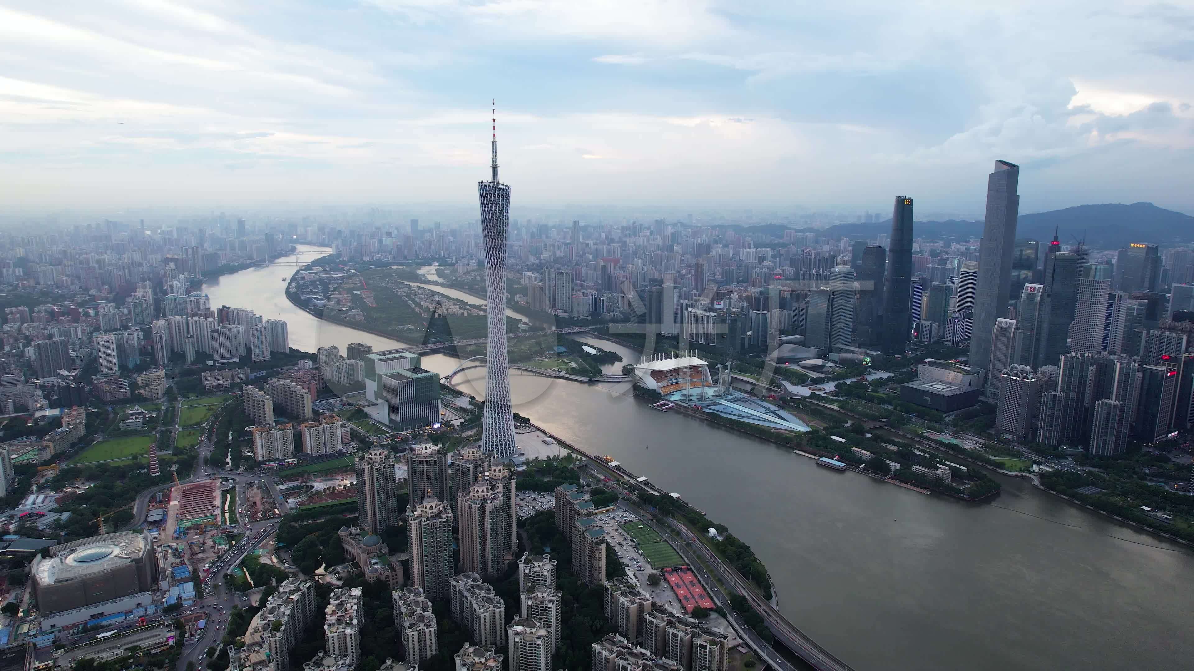 视频素材 实拍视频 景观人文 4k超高清航拍小蛮腰广州塔珠江新城空