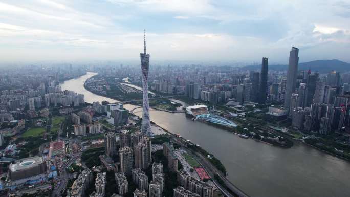 4K超高清航拍小蛮腰广州塔珠江新城空镜头
