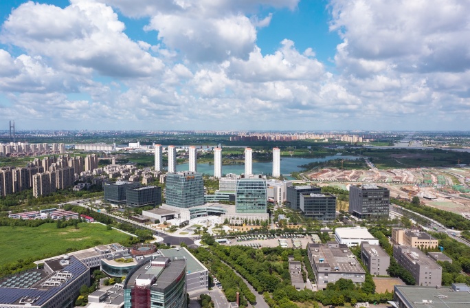 上海天空延时闵行区紫竹科学园区紫叶广场好