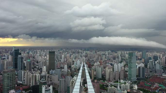 上海台风季节城市4K航拍