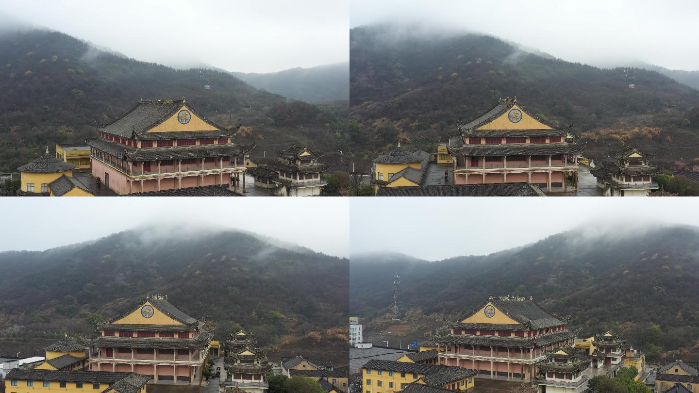 雾气缭绕下的灵石禅寺宁波