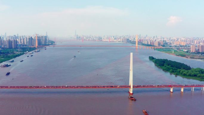 【原创4K】白沙洲长江大桥武汉全景航拍