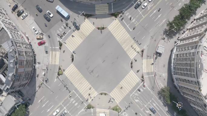 平潭城区街道建筑航拍空镜头