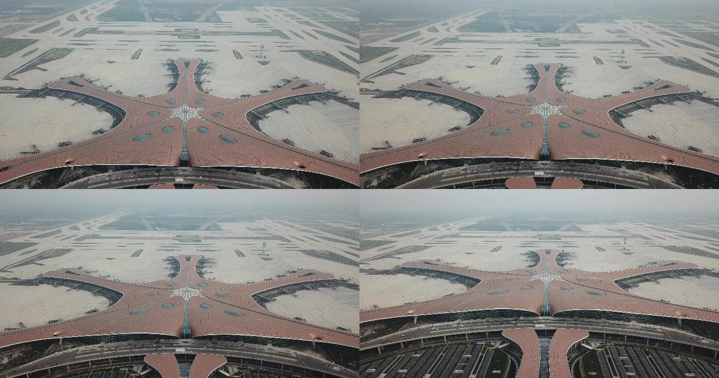 建设北京大兴机场超大建筑4k航拍