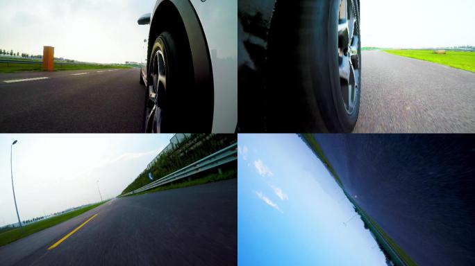 汽车广告 第一视角汽车轮胎 车轮急速转动