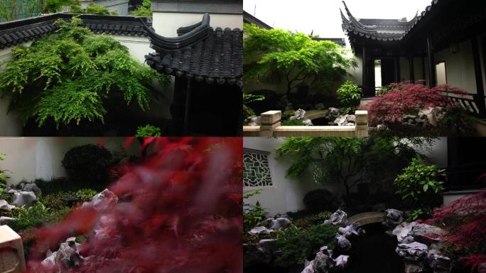 中式园林景观庭院别墅假山水池凉亭小桥流水