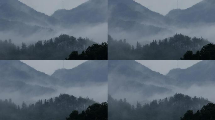 4K云雾飘过山间10