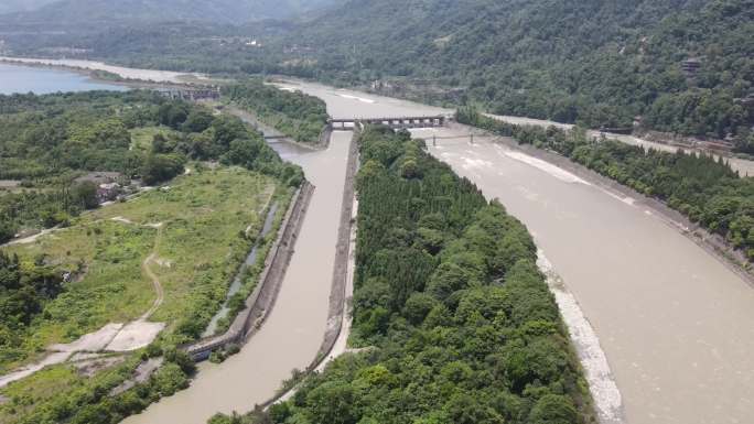 都江堰古城都江堰景区都江堰水利工程航拍