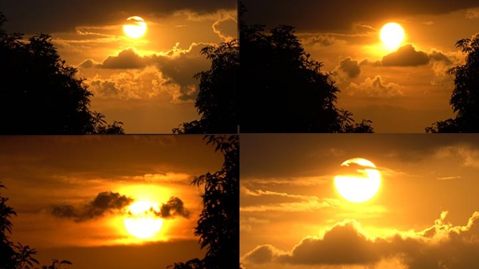 4K延时摄影：日落西下火红太阳