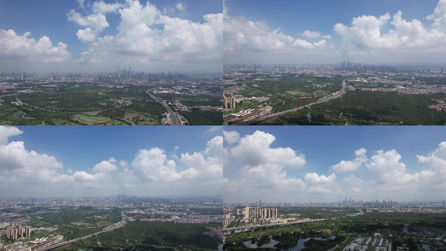 4K航拍广州周边鸟瞰广州