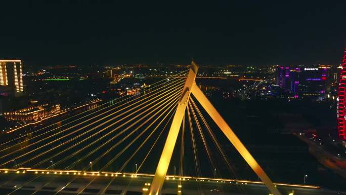 航拍宁波地标老外滩江景夜景城市