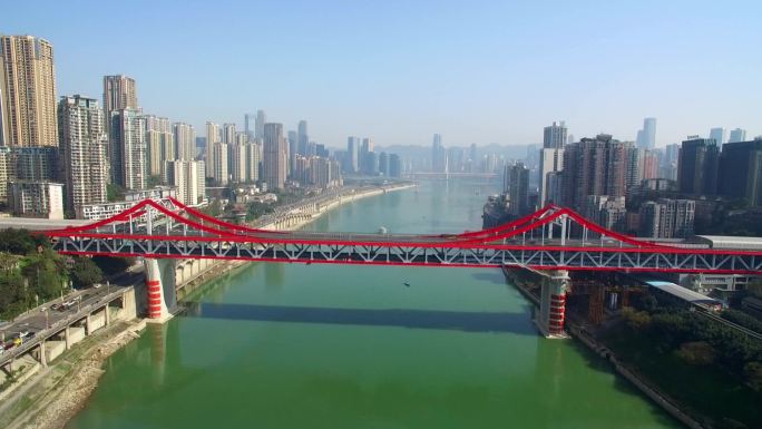 重庆曾家岩大桥航拍、延时