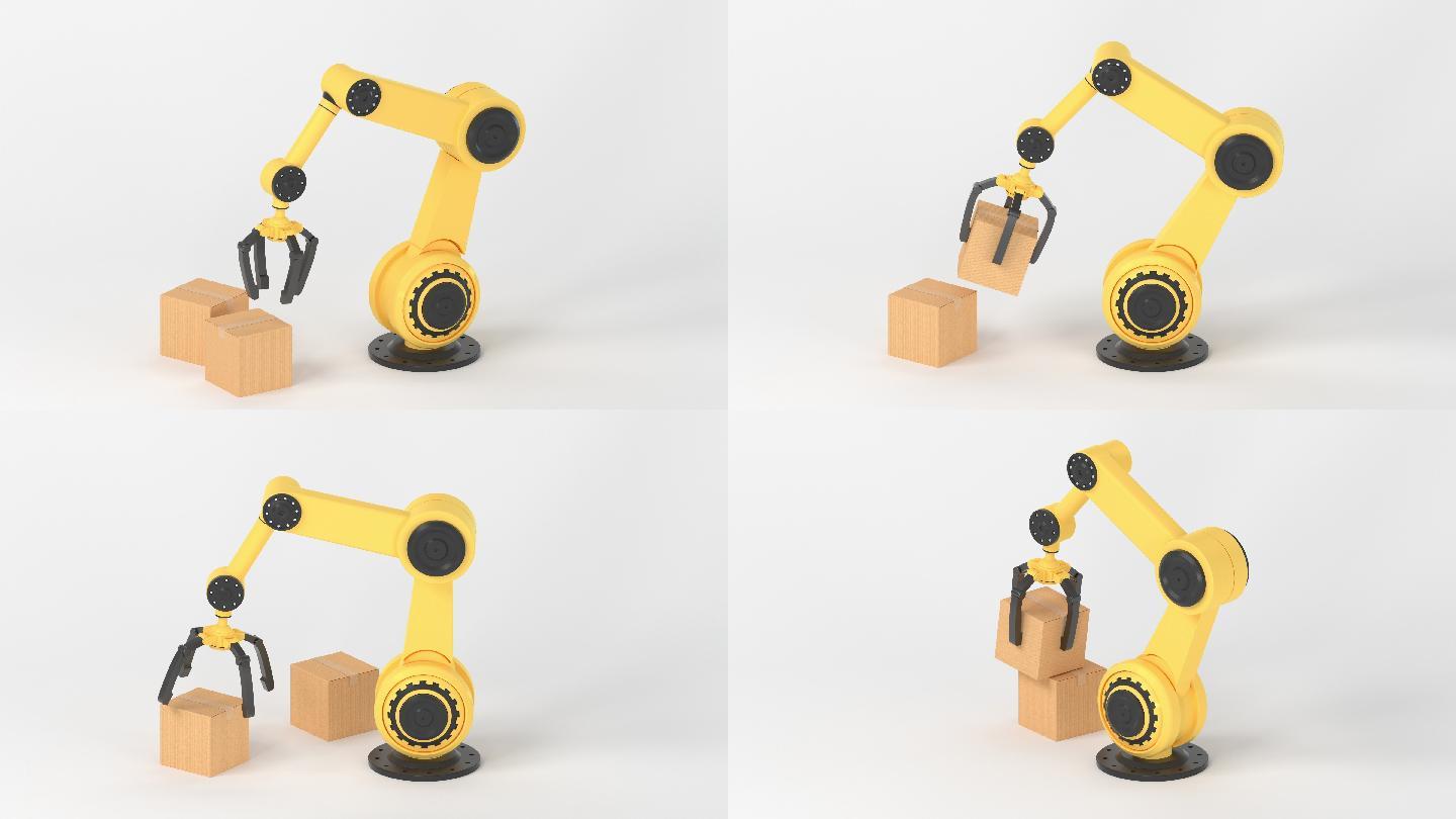 机械手臂与包装箱 3D渲染