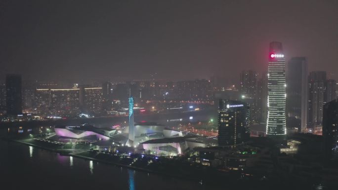 三馆一厅夜景全景航拍