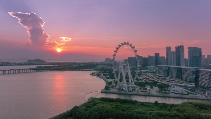 深圳市欢乐港湾日落航拍