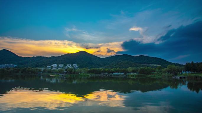 杭州湘湖黄昏时的风景