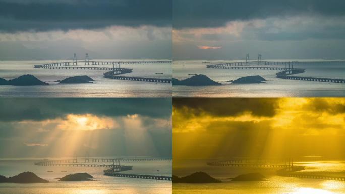 珠海港珠澳大桥8k超美日出延时摄影