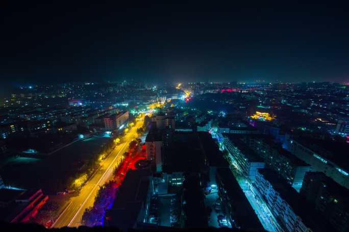 深夜道路车流延时