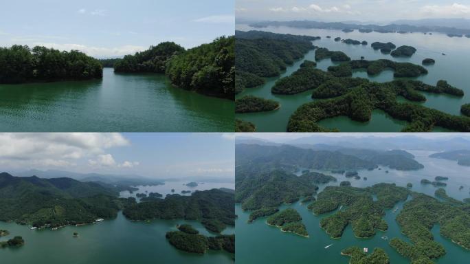 航拍杭州淳安县千岛湖