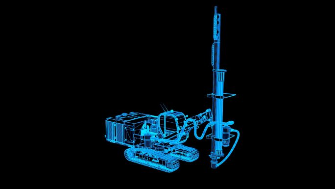 蓝色全息科技线框打桩机旋转带通道