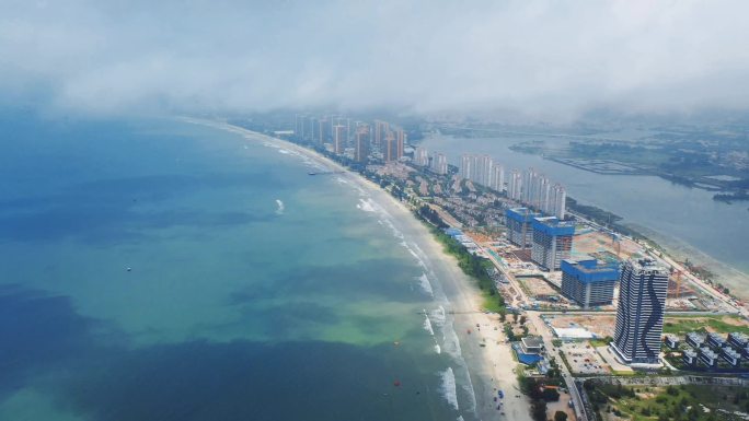 6海岸线 航拍 风景 双月湾 海边