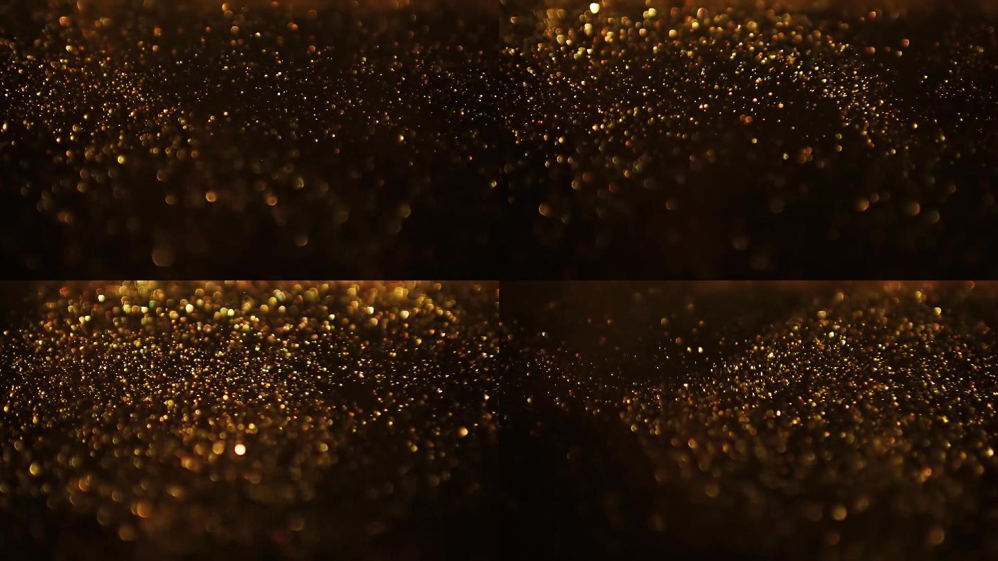 金色粒子颗粒漂浮流动抽象背景