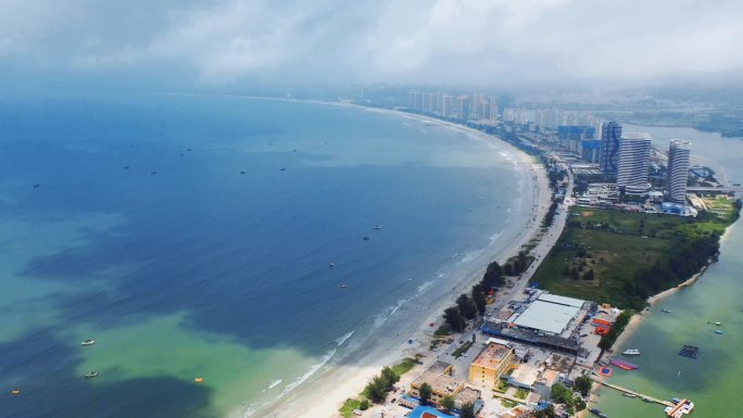 1海岸线 航拍 风景 双月湾 海边