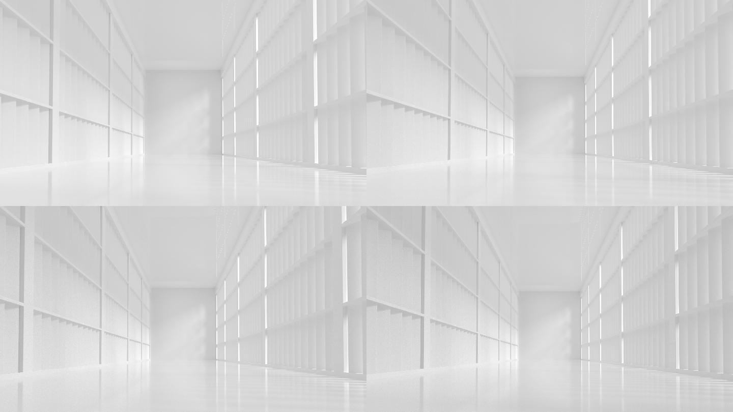 白色空房间背景 3D渲染