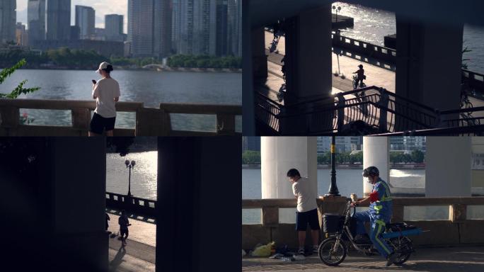 广州珠江边人们的生活场景4k视频素材