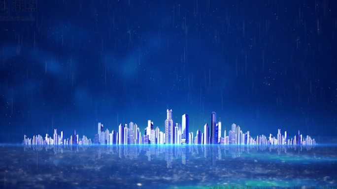 科技城市下雨背景LED视频