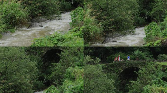 4K小河淌水古桥游人02