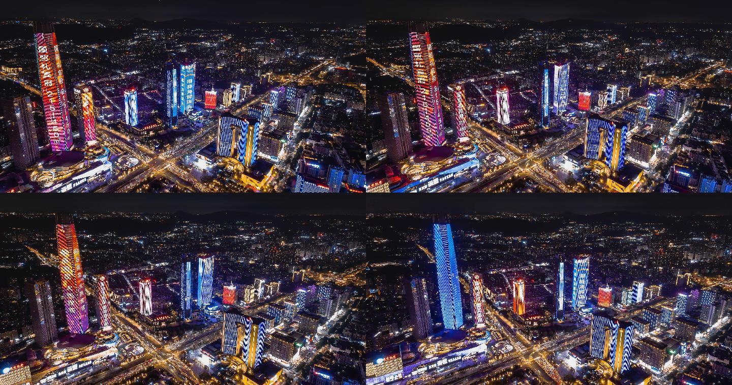 东莞城市夜景航拍环绕延时宣传