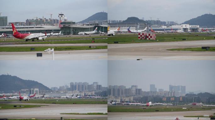 深圳航空大飞机机场跑道滑行起飞全过程