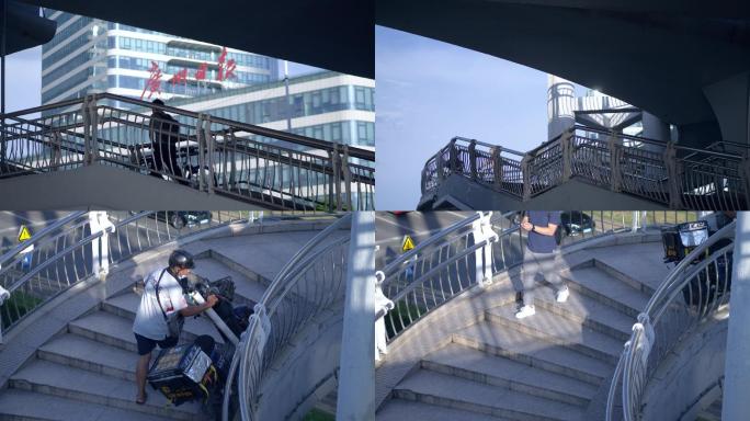 广州城市天桥行人4k视频素材