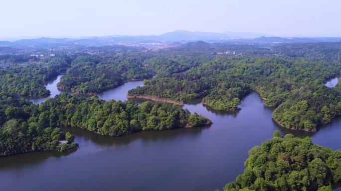 航拍江西新余仙女湖景区