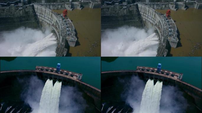 中国水坝航拍镜头水电厂水电电力