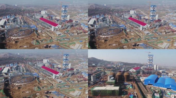 中国正在建设中的火力发电厂航拍