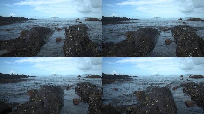 潮州 海边空镜 南门海堤礁石海浪