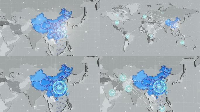 中国，世界地图