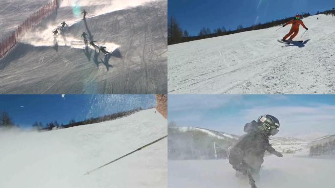 河北省张家口市运动员在滑雪场滑雪