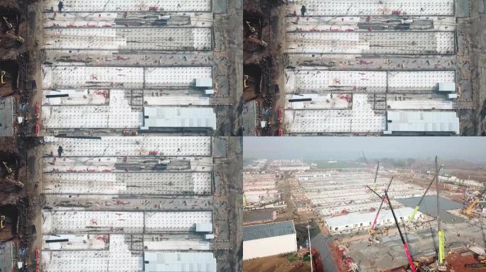 中国湖北武汉建造中的雷神山医院航拍